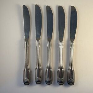 5 Piece Reed & Barton Rebacraft SANIBEL SHELL Stainless Steel Knives Replacement